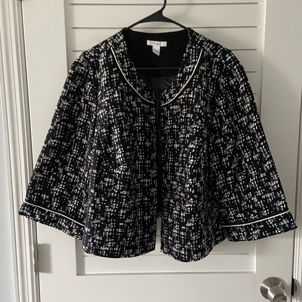 Dressbarn Pattern Jacket Business Suit Black and White Size 20
